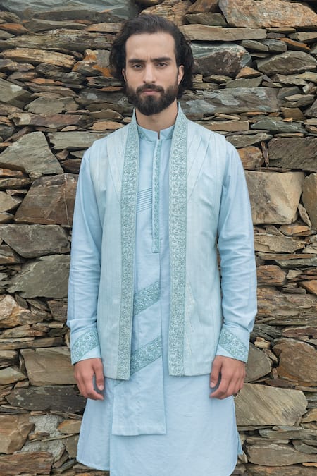 Sarab Khanijou Flower Sequin Embellished Jacket & Kurta Set 