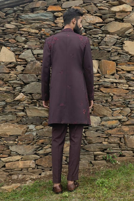 Shop Sarab Khanijou Purple Wool And Thread Embroidery, Bead & Jacket & Kurta Set at Aza Fashions Shop_Sarab Khanijou_Purple Wool And Thread Embroidery, Bead & Jacket & Kurta Set_at_Aza_Fashions