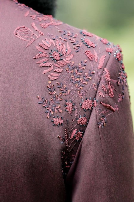 Buy Sarab Khanijou Purple Wool And Thread Embroidery, Bead & Jacket & Kurta Set Online at Aza Fashions Buy_Sarab Khanijou_Purple Wool And Thread Embroidery, Bead & Jacket & Kurta Set_Online_at_Aza_Fashions