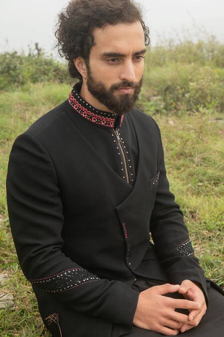 Sarab Khanijou Viscose Lycra Embroidered Bundi & Kurta Set