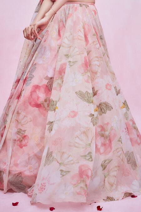 Shehlaa Khan Pink Georgette Scoop Neck Printed Lehenga Set at Aza Fashions Shehlaa Khan_Pink Georgette Scoop Neck Printed Lehenga Set _at_Aza_Fashions