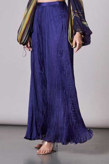 Saaksha & Kinni_Purple Chiffon Pleated Maxi Skirt_Online_at_Aza_Fashions