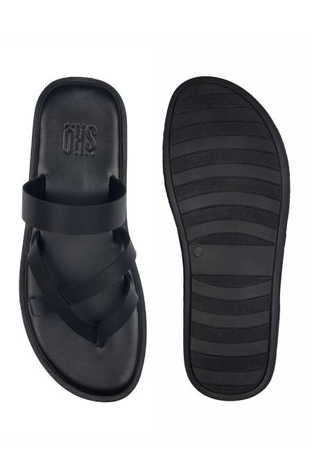 SKO Black Greek Sandal Cross Strap Slippers  2