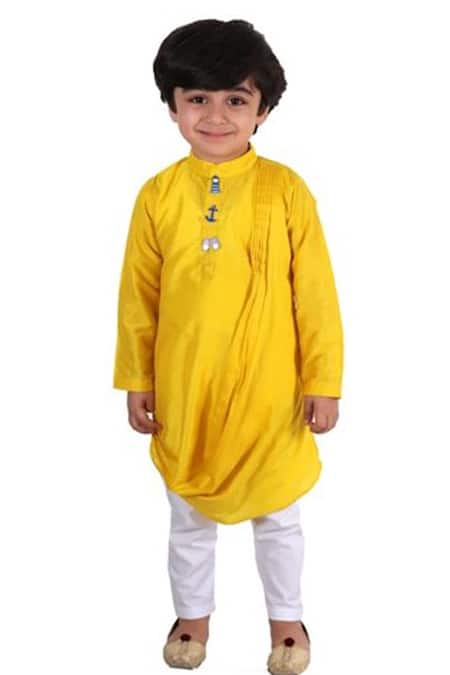 APRICOTKIDS Yellow , Satin Cowl Draped Kurta Set