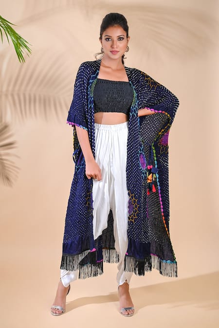 Dyelogue Gajji Silk Bandhani Cape 