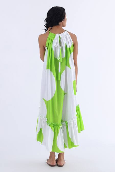 Studio Moda India White Cotton Petunia Halter Neck Print Dress 2