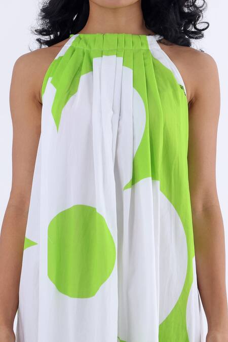 Studio Moda India White Cotton Petunia Halter Neck Print Dress 3