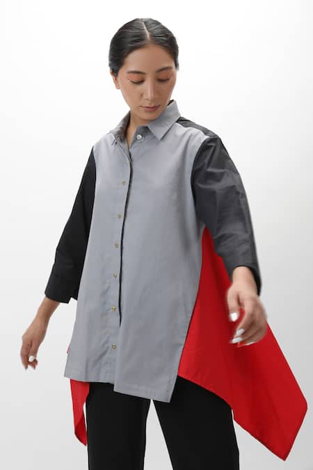 Studio Moda India Draped Colorblock Shirt 