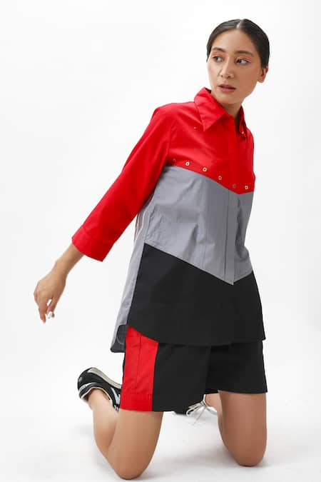 Studio Moda India  Colorblock Shirt & Shorts Set 