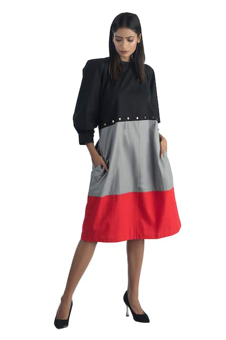 Studio Moda India Colorblock Midi Dress 