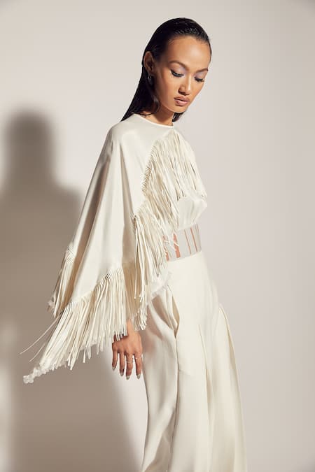 Sameer Madan Fringe Embellished Bodysuit 