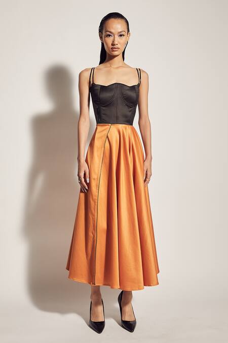 Sameer Madan Orange Flared Strappy Dress Online at Aza Fashions Sameer Madan_Orange Flared Strappy Dress _Online_at_Aza_Fashions