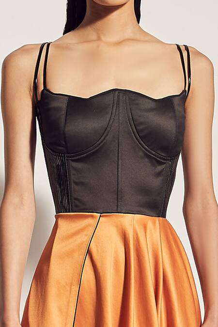 Buy Sameer Madan Orange Flared Strappy Dress Online at Aza Fashions Buy_Sameer Madan_Orange Flared Strappy Dress _Online_at_Aza_Fashions