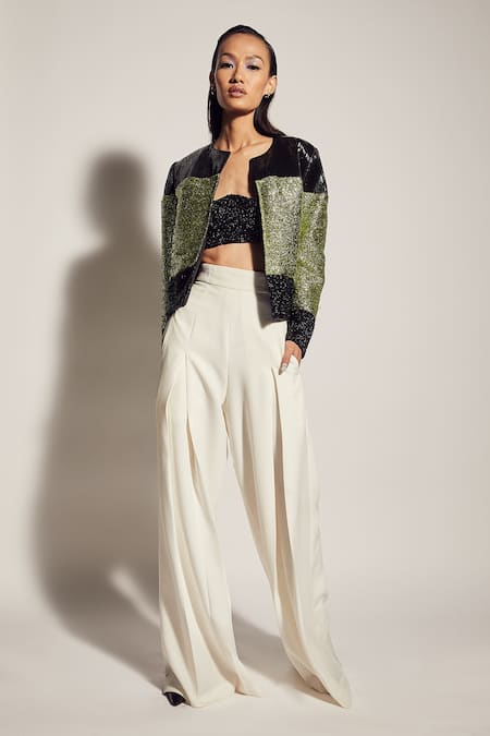 Shop Sameer Madan Black Open Front Jacket at Aza Fashions Shop_Sameer Madan_Black Open Front Jacket _at_Aza_Fashions