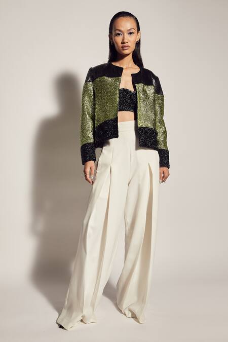 Sameer Madan Black Open Front Jacket Online at Aza Fashions Sameer Madan_Black Open Front Jacket _Online_at_Aza_Fashions