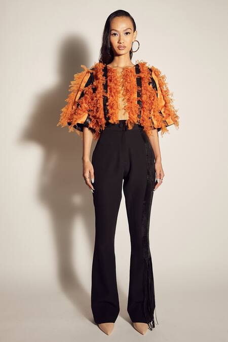 Sameer Madan_Black Bell Bottom Pant_Online_at_Aza_Fashions