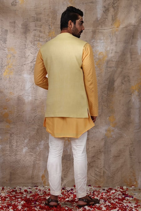Smriti By Anju Agarwal Suvan Shawl Collar Silk Nehru Jacket 