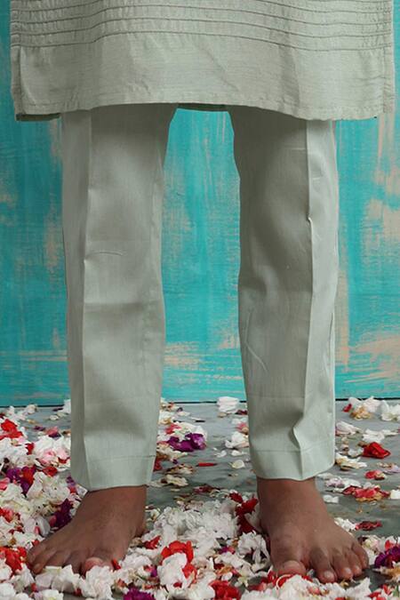 Shop_Smriti By Anju Agarwal_Green Bundi And Kurta Silk, Pant Malai Cotton Sequin Kavan & Set_Online_at_Aza_Fashions