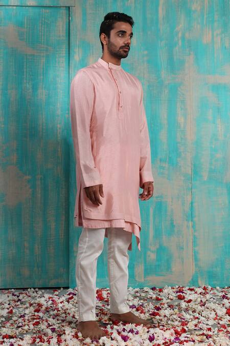 Smriti By Anju Agarwal Pink Jacket And Kurta Silk, Pant Malai Cotton Sequins, Aadvay Nehru With Set Online at Aza Fashions Smriti By Anju Agarwal_Pink Jacket And Kurta Silk, Pant Malai Cotton Sequins, Aadvay Nehru With Set_Online_at_Aza_Fashions