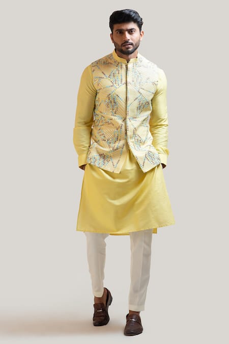 HAMSAFAR Men's Yellow Jute Look Nehru Jacket – Hamsafar Emporium