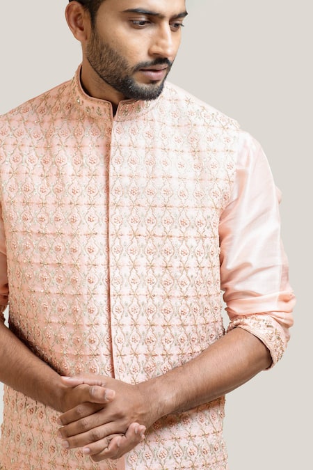 Peach Nehru Jacket Set – Karan Moin