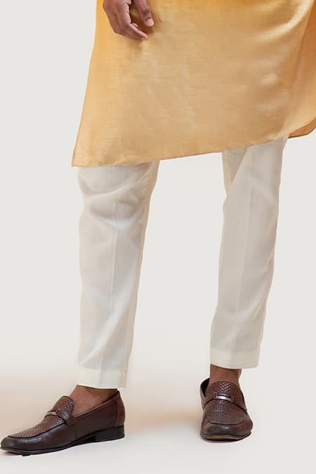 Smriti By Anju Agarwal_Yellow Kurta Bam  Pant Cotton Embroidered And _at_Aza_Fashions