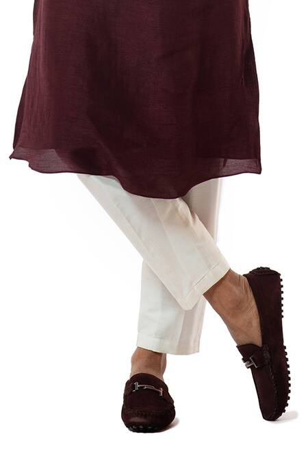 Buy Smriti By Anju Agarwal Maroon Kurta Bam Pyjama Pant Cotton Hand Embroidered Set Online at Aza Fashions Buy_Smriti By Anju Agarwal_Maroon Kurta Bam Pyjama Pant Cotton Hand Embroidered Set _Online_at_Aza_Fashions