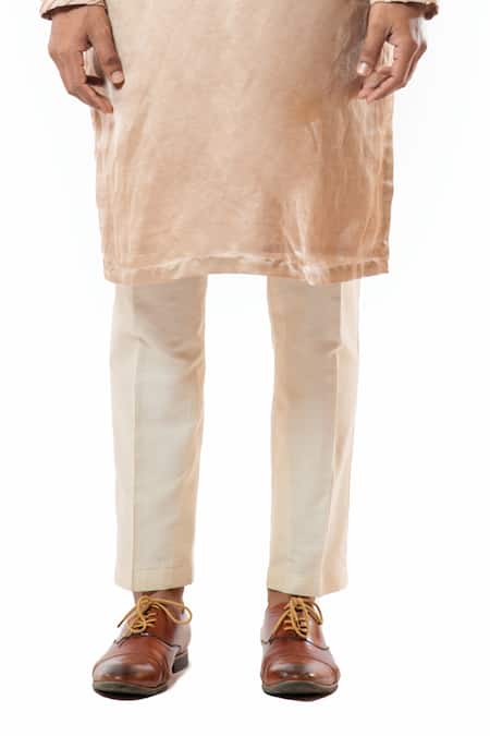 Smriti By Anju Agarwal_Pink Kurta Bam  Pyjama Pant Cotton Mandarin Collar Set_Online_at_Aza_Fashions