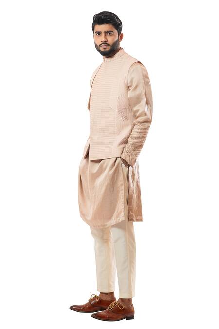 Smriti By Anju Agarwal_Pink Bam Silk Embroidered Nehru Jacket_Online_at_Aza_Fashions