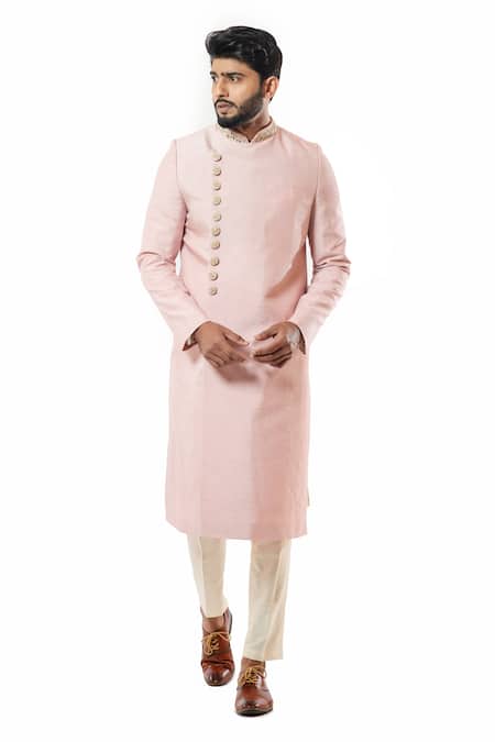 Buy Smriti By Anju Agarwal Pink Dupatta Tussar Silk, Kurta And Pajama Cotton Silk, Embellished Set Online at Aza Fashions Buy_Smriti By Anju Agarwal_Pink Dupatta Tussar Silk, Kurta And Pajama Cotton Silk, Embellished Set _Online_at_Aza_Fashions