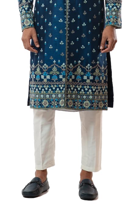 Buy Smriti By Anju Agarwal Blue Kurta And Pajama Cotton , Sherwani Bam Embroidered Set Online at Aza Fashions Buy_Smriti By Anju Agarwal_Blue Kurta And Pajama Cotton , Sherwani Bam Embroidered Set_Online_at_Aza_Fashions