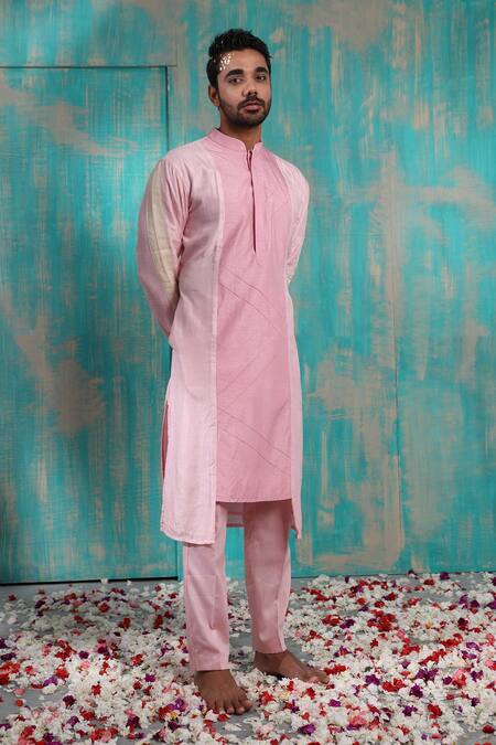 Smriti By Anju Agarwal_Yellow Bundi And Kurta Silk, Pant Malai Cotton Geometric Advaith & Set_Online_at_Aza_Fashions