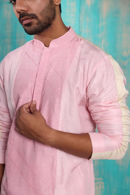 Shop_Smriti By Anju Agarwal_Yellow Bundi And Kurta Silk, Pant Malai Cotton Geometric Advaith & Set_Online_at_Aza_Fashions