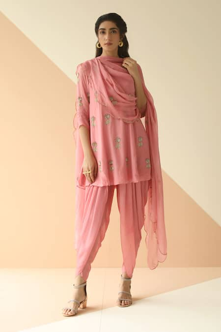 Ease Embroidered Kurta & Dhoti Pant Set 