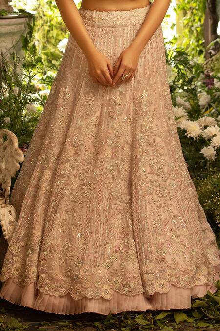 Decemberbyvivek Pink Organza And Net Thread & Sequin, Bugle Beads Embroidered Bridal Lehenga Set Online at Aza Fashions Decemberbyvivek_Pink Organza And Net Thread & Sequin, Bugle Beads Embroidered Bridal Lehenga Set _Online_at_Aza_Fashions