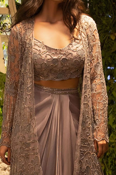 Decemberbyvivek Embroidered Jacket Skirt Set 