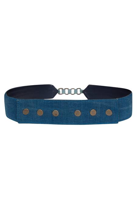 S&N By Shantnu Nikhil_Blue Colorblock Denim Belt_Online_at_Aza_Fashions
