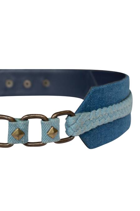 Buy_S&N By Shantnu Nikhil_Blue Colorblock Denim Belt_Online_at_Aza_Fashions