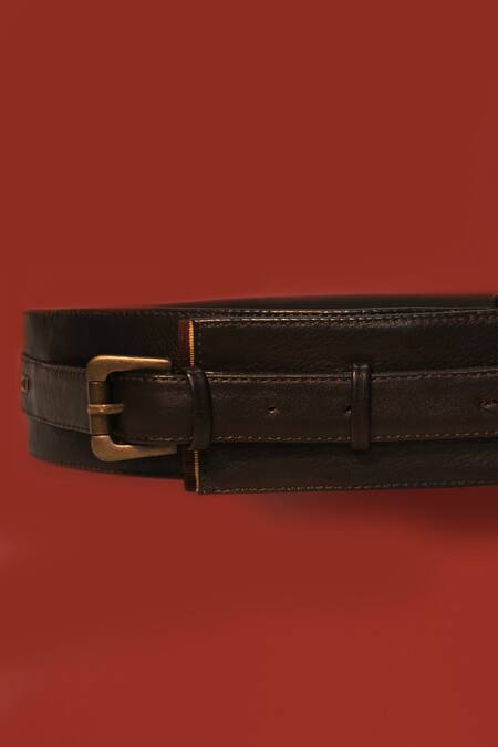 Shop_S&N By Shantnu Nikhil_Brown Unisex Swat Standard Belt_Online_at_Aza_Fashions