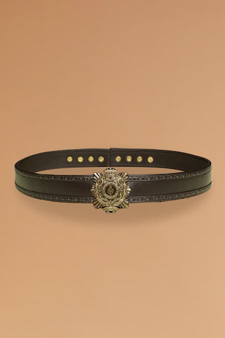 S&N by Shantnu Nikhil Aerial Crested Leather Belt 