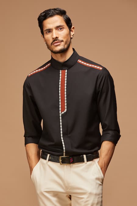 S&N by Shantnu Nikhil Embroidered Slim Fit Shirt 