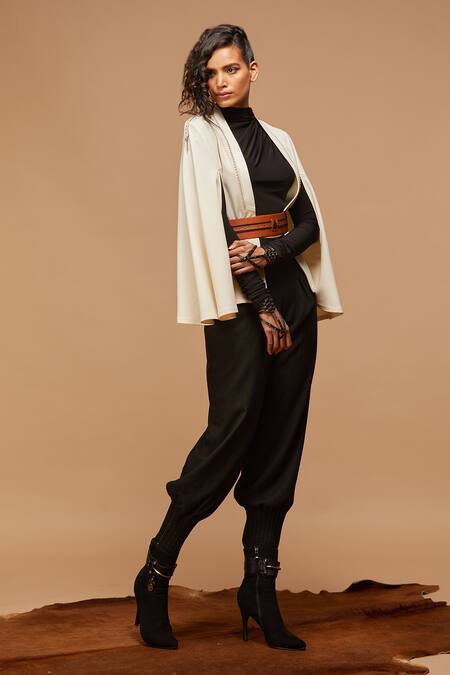 S&N By Shantnu Nikhil White Leather Embellished Cape Online at Aza Fashions S&N By Shantnu Nikhil_White Leather Embellished Cape_Online_at_Aza_Fashions