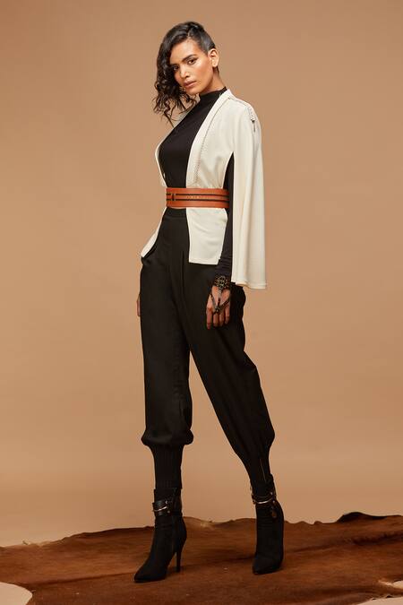 Buy S&N By Shantnu Nikhil White Leather Embellished Cape Online at Aza Fashions Buy_S&N By Shantnu Nikhil_White Leather Embellished Cape_Online_at_Aza_Fashions