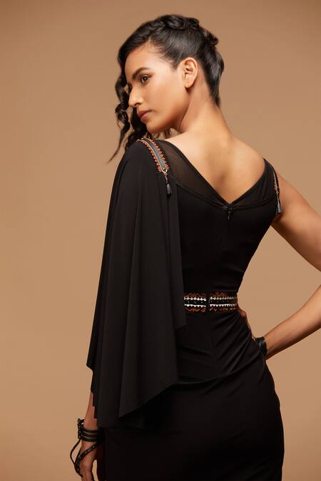 S&N By Shantnu Nikhil Black Draped Saree Gown at Aza Fashions S&N By Shantnu Nikhil_Black Draped Saree Gown _at_Aza_Fashions