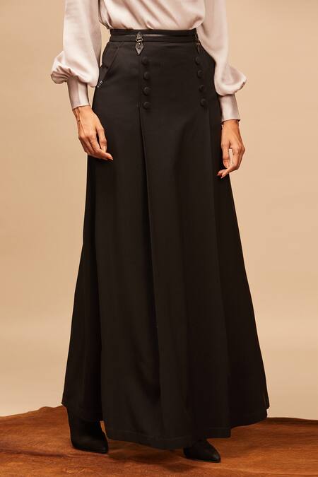 S&N By Shantnu Nikhil Black Flared Maxi Skirt Online at Aza Fashions S&N By Shantnu Nikhil_Black Flared Maxi Skirt_Online_at_Aza_Fashions