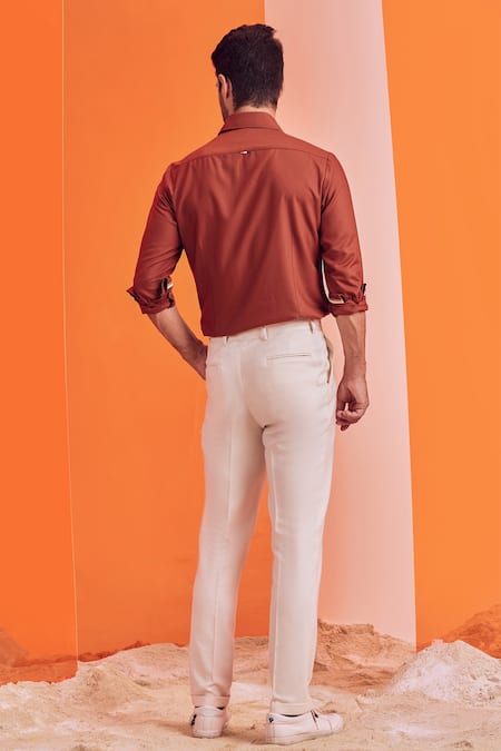 orange slim fit shirt