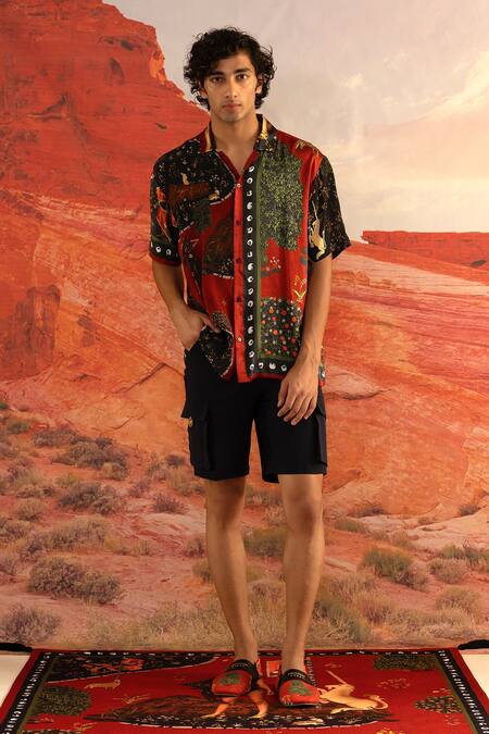 Shop Shivan & Narresh Multi Color Printed Shirt Online at Aza Fashions Shop_Shivan & Narresh_Multi Color Printed Shirt _Online_at_Aza_Fashions