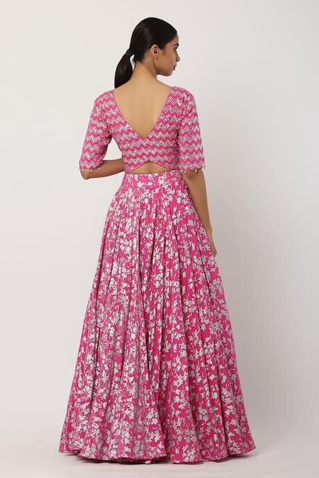 Seema Nanda Cotton Mul Printed Lehenga Set 