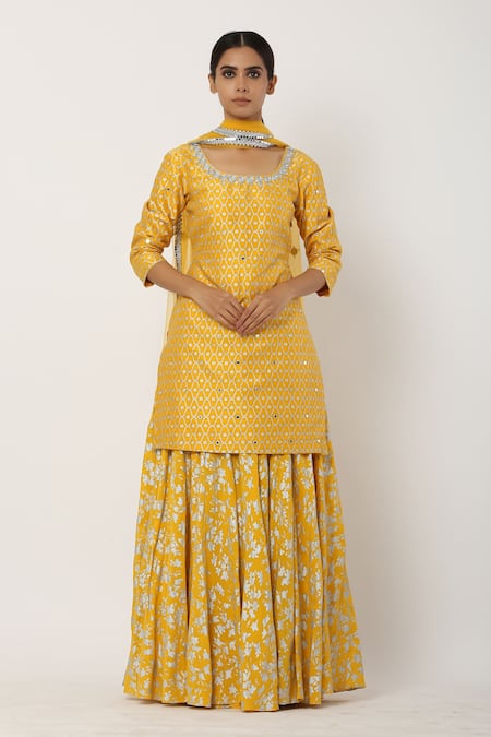 Seema Nanda Chanderi Silk Kurta Lehenga Set 