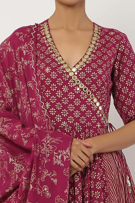 Seema Nanda Purple , Lining V Neck Overlap Anarkali Set at Aza Fashions Seema Nanda_Purple , Lining V Neck Overlap Anarkali Set _at_Aza_Fashions